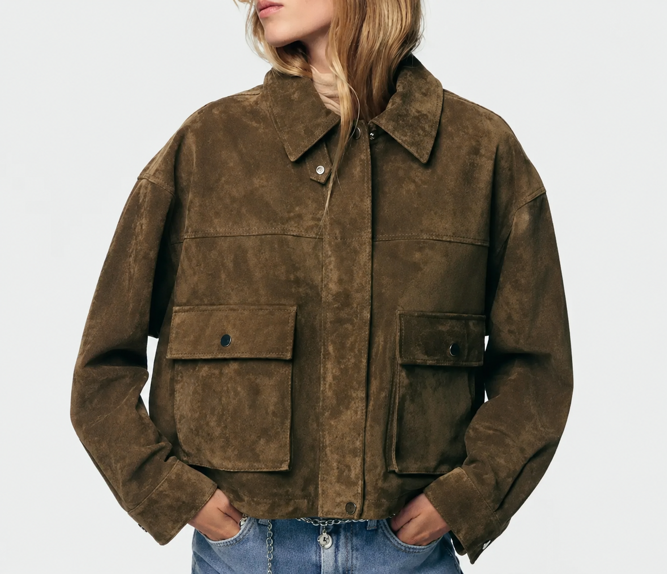 Retro Leather Bomber Jacket in rich brown leather